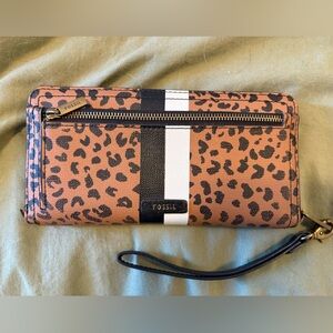 Fossil Leopard Print Wristlet/ Wallet